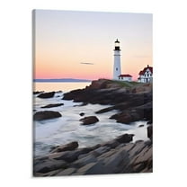 Shiartex Fall Decor Blue Beach Lighthouse Canvas Wall Art Picture 16x20in for Living Room Bedroom 16x20in