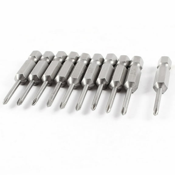 Unique Bargains 1/4" Hex Shank 50mm x 2.5mm PH2 Crosshead Screwdriver Bits 10 Pcs