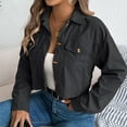 thumbnail image 4 of PFRNLF Cropped Corduroy Jackets for Women Fall Casual Button Down Long Sleeve Crop Shacket Jacket, 4 of 8