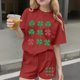 thumbnail image 2 of Vestido de Manga Corta para Niños Día de San Patricio Impreso Cuello Redondo de Dos Piezas con Pantalones Cortos, Cómoda Mezcla de Poliéster Spandex, 2 of 6