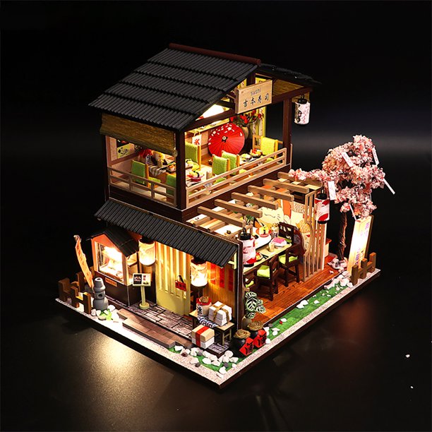 Gwong Juguete 1set Casa de muñecas con bombilla LED DIY creación boscosa japonés de sushi de sushi Casa de muñecas para niños Gwong 30008652