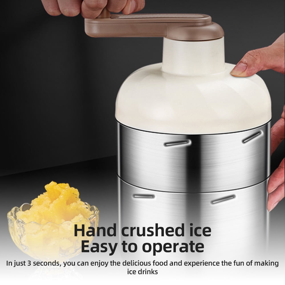 BIMZUC Hand Crank Operated Ice Crusher Snow Cone Machine Portable Manual Shaved Ice Machine with Free Ice Making Mold for Slush and Smoothies 11.02 inches / 28 cm Silver