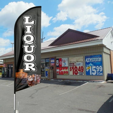 Liquor Sign Feather Flag,8FT Liquor outdoor advertising flag, Liquor Business Sign,Liquor Swooper Flag（FLAG ONLY）