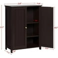thumbnail image 2 of YANG2 Bathroom Floor Cabinet, Modern Storage Freestanding Organizer Cabinet with Adjustable Shelves & Double Doors, 3-Tier Home Living Room Furniture, Espresso, 2 of 10