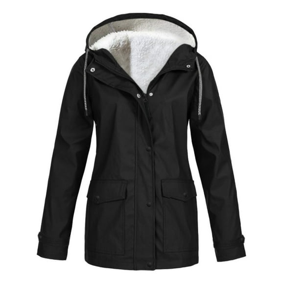 Women's Plus Velvet Outdoor Solid Color Waterproof Ski Jacket Warm Winter Snow Coat Mountaineering Hooded Coat