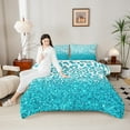 thumbnail image 4 of Manfei Leopard Print 2pcs Bedding Comforter Set,Sequin Print Twin Comforter Sets,Blue White Breathable Bedding Set,Breathable Abstract Room Decor,Reversible, 4 of 8