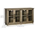thumbnail image 3 of HOMCOM Farmhouse Buffet Cabinet with Glass Doors, Kitchen Sideboard, Coffee Bar for, Distressed Grey, 3 of 10