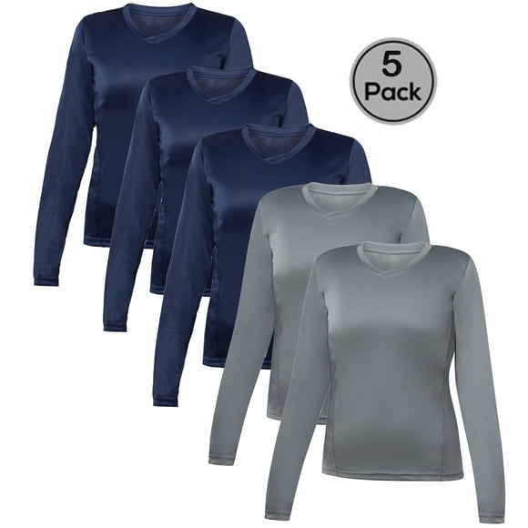 Blank Activewear Pack de 5 T-Shirts à Manches Longues pour Femmes, Tissu à Séchage Rapide