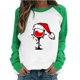 thumbnail image 1 of Camiseta informal de manga larga con cuello redondo y estampado navideño de retazos de primavera para mujer Fridja  bvmnju1643, 1 of 6