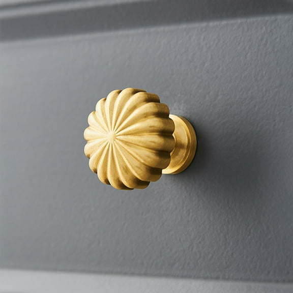 WEAVILUX Golden Brass Cabinet Knob with Modern Design for Kitchen Drawer Closet Door Pull Handle