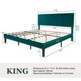thumbnail image 7 of Amolife King Bed Frame with Adjustable Velvet-Studded Headboard, Teal Blue, 7 of 7