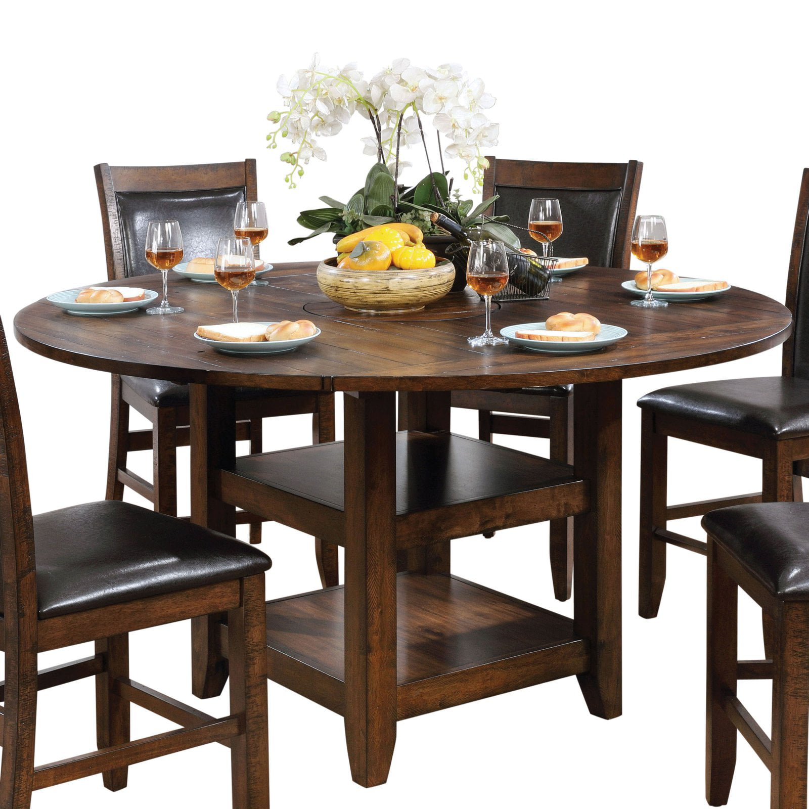 Furniture Of America Bilone Transitional Plank Style Round Counter Height Dining Table Walmartcom Walmartcom
