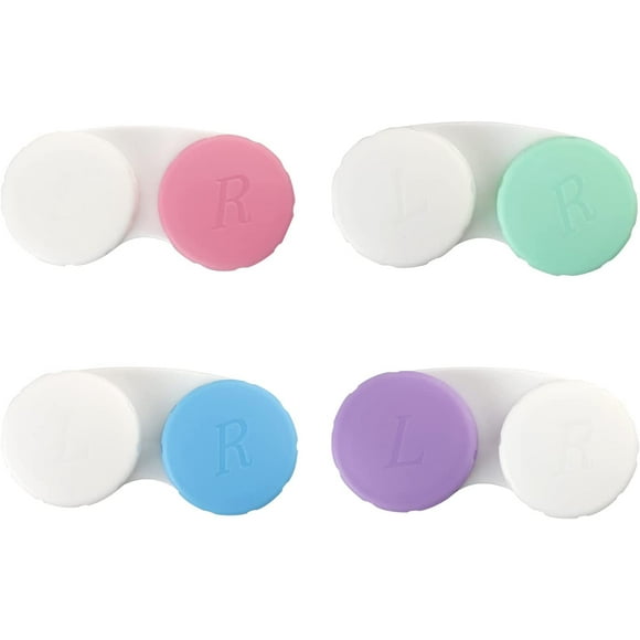 4 Pack Contact Lens Cases, Left/Right Eyes Contact Lens Holder Box Portable Contact Lens Container for Travel Home 4 Colours