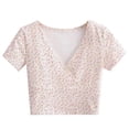 thumbnail image 3 of Women Vintage Floral Floral Print Crop Top V-neck Short Sleeve Y2K Tshirt Female, 3 of 11