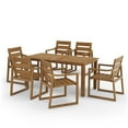 thumbnail image 5 of Dycanpo Outdoor Dining Table and Chairs 7-Piece Set,Weather Resistant Patio Chairs with Armrest for Indoors,Teak, 5 of 7