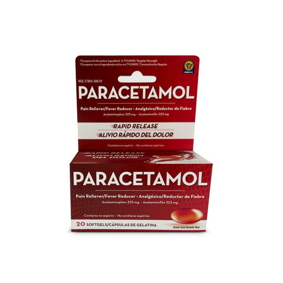 Paracetamol Pain Reliever Softgels, 325mg, 20 Count
