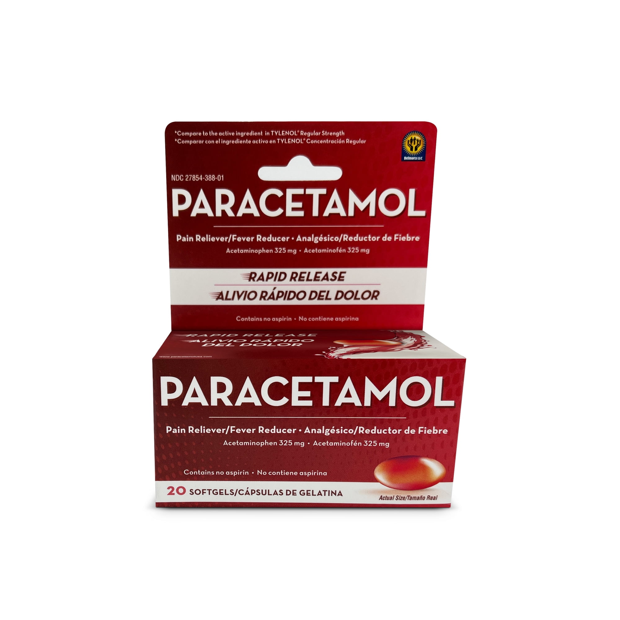 Paracetamol 325mg Pain Reliever Softgels, 20 Count