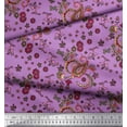 thumbnail image 3 of Soimoi Purple Silk Fabric Floral & Paisley Printed Fabric 1 Yard 42 Inch Wide, 3 of 3