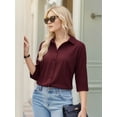 thumbnail image 3 of MOYIKO Womens 3/4 Sleeve Button Down Shirts Basic Wrinkle Free Stretch Collared Office Work Blouses Tops Dressy Casual, 3 of 7