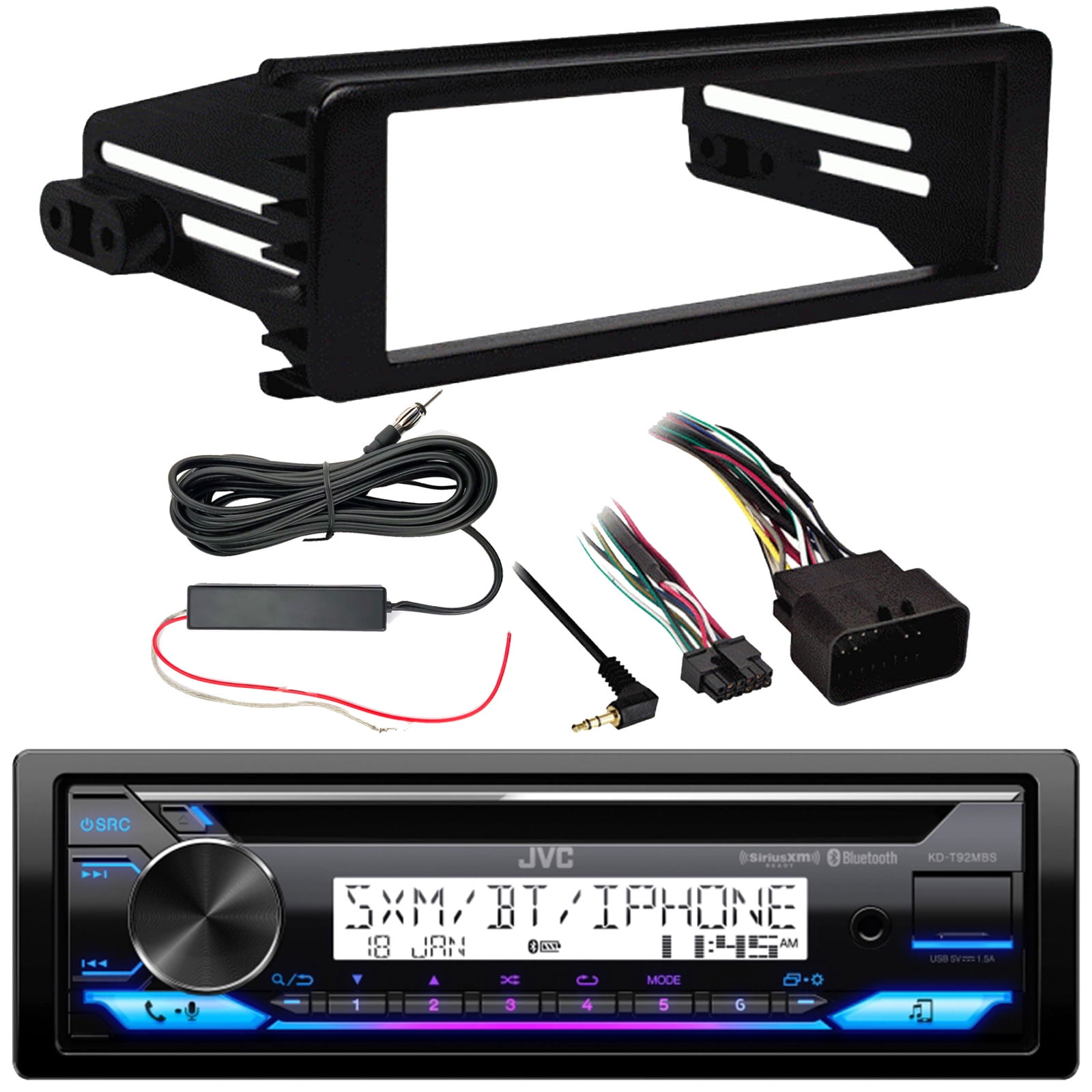 JVC KDT92MBS Single DIN Marine Bluetooth USB AUX AM/FM Radio CD