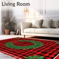 thumbnail image 2 of ODIKA 3'x5' Machine Washable Non-Slip Area Rug, Buffalo Checkered Pine Wreath Motif Festive Plaid Design High Traffic Rug, Red, 501775, 2 of 7
