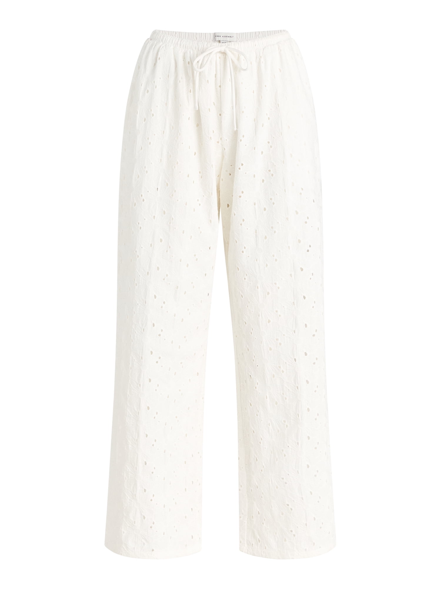 Free Assembly Women's Cotton Eyelet Coverup Pants, Sizes XXS-XXL