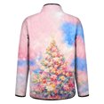 thumbnail image 3 of Women's Christmas Print High-Neck Padded Long Sleeve Button-Up Cotton Coat for Winter Holiday Fashion and Warm Outerwear,Pink,L, 3 of 5