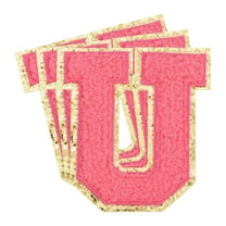 Uxcell Chenille Letter x Patches Large Size 3.15"x2.76" 3PCS(Hot Pink) Shape U