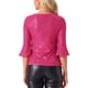 thumbnail image 3 of Top de lentejuelas INSPIRE CHIC para mujer con mangas de campana 3/4, escote en V, metálico, brillante y con purpurina, blusa de fiesta XS color rosa intenso, 3 of 6