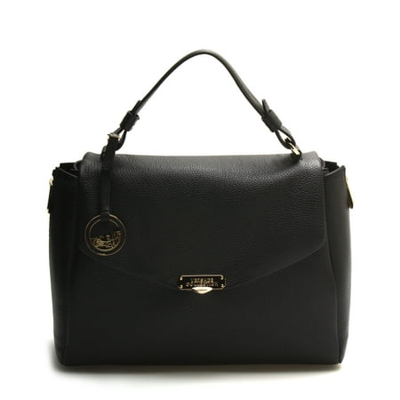 Versace Collection Women Leather Satchel Handbag Vitello Versace Collection Women Leather Satchel Handbag Vitello Stampa Alce Black