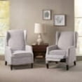 thumbnail image 3 of GDF Studio Weyland Contemporary Fabric Pushback Recliner, Set of 2, Light Gray Tweed and Dark Brown, 3 of 13