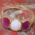 thumbnail image 5 of LBG British Made 10k Rose Gold ring with Natural Opal & Ruby Womens Anniversary Ring - 33 size options - Size 11.25, 5 of 7