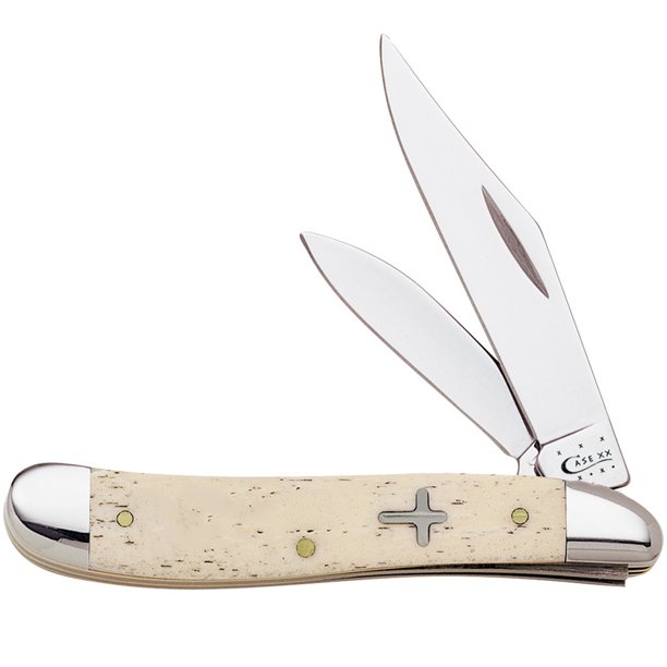 WR Case XX Pocket Knife 22503 SMOOTH NATURAL BONE PEANUT W/CROSS SHIELD