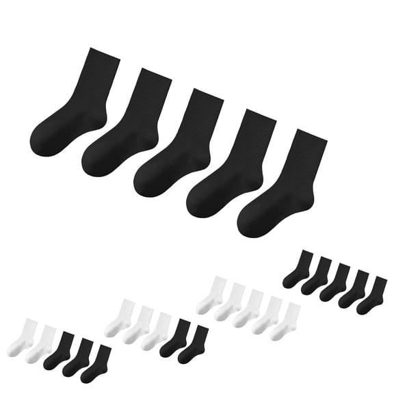 WHEANG 5 Pack Crew Socks for Men Women Summer Antibacterial Odor Control Moisture Wicking Breathable Athletic Business Mid Calf Long Socks for Daily Work Running(Color White One Size)