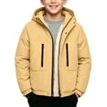 thumbnail image 2 of BXJX Boys Fleece Lined Jackets, Waterproof Zipper Outdoor Long Sleeve Winter Hooded Coats Yellow Size 6-7 T, 2 of 3