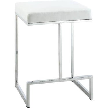 Best Master Dorrington Backless Counter Stool Set Of 2 - Modern Faux Leather Or Velvet, Stainless Steel Base