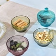 thumbnail image 5 of Haidf Glass Candy Dish with Lid, Vintage Embossed Candy Jars, Crystal Candy Bowl for Wedding Party Candy Cookie Chocolate Dessert Buffet, Decorative Jars for Home Office Desk Decor, Blue, 5 of 7