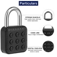 thumbnail image 4 of Candado de combinación, candado digital con código de aleación de aluminio con contraseña de 6 dígitos, candado seguro con botón, candado de seguridad (negro), 4 of 5
