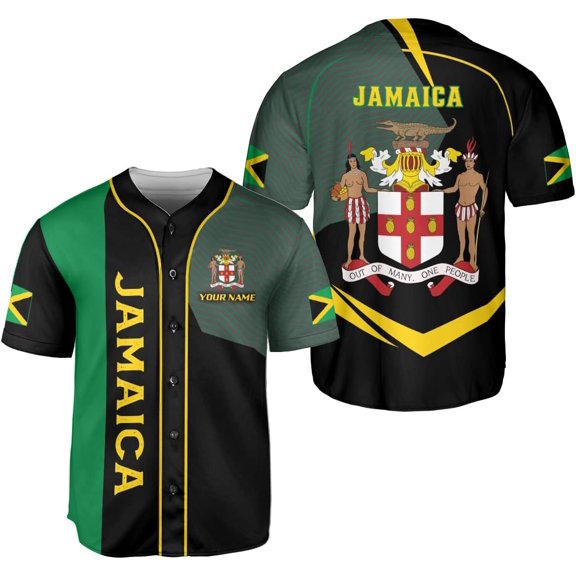 Personalized Jamaica Baseball Jersey Shirt, Custom Team Name Jamaican Baseball Jersey for Men, Women (S)