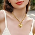 thumbnail image 4 of VNOX Chunky Gold Necklace for Women - 18K Gold Plated Heart Pearl Pendant Necklace, Non Tarnish Stainless Steel Statement Necklaces, Charm Cuban Chain Trendy Jewelry, Christmas Birthday Gift for Her, 4 of 6