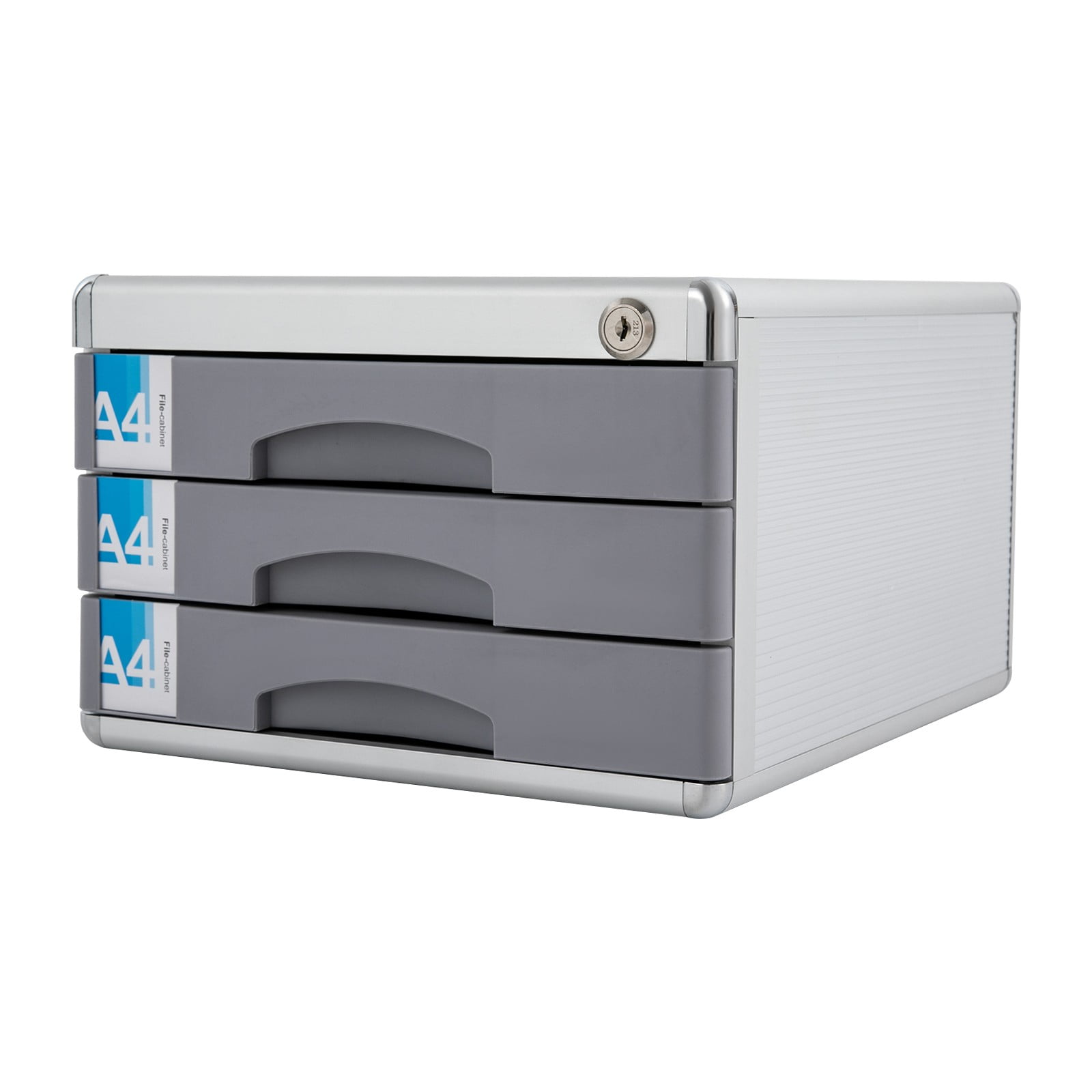ToppiJoy 3 Tiers Drawer File Cabinet, Lockable Drawer Organizer ,Aluminum Alloy File Organizer for Homes,Offices, Hospitals, Schools 11.8*14*8in