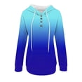 thumbnail image 5 of Busydd Womens Hoodie Fashion Gradient Hoodies Casual Long Sleeve Fleece Sweatshirt Loose Comfort Button Drawstring Pullover Tops with Pocket, 5 of 5