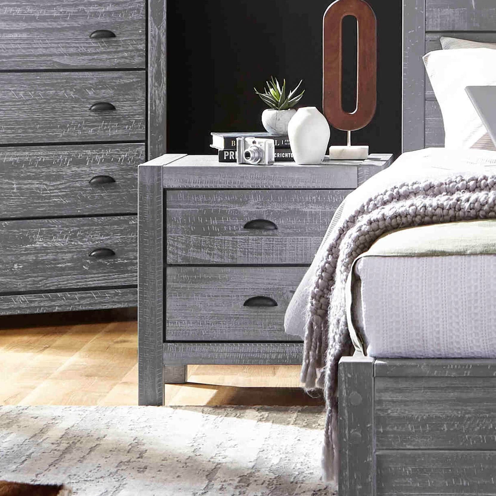 Grain Wood Furniture Montauk 2-Drawer Nightstand, Rustic Grey