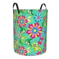 thumbnail image 2 of Balery Vector Mexican Otomi Style Bright Round Laundry Basket with Handles Waterproof Freestanding Laundry Hamper for Clothes Toys in the Dorm and Family-Small, 2 of 8