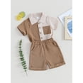 thumbnail image 2 of Bagilaanoe 2pcs Toddler Baby Boy Shorts Set Contrast Color Short Sleeve Shirt Tops + Shorts 6M 12M 18M 24M 3T 4T Kids Casual Summer Clothes, 2 of 7