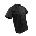 thumbnail image 2 of Men Women Double Breasted Short Star Chef Cooker Work Apparel Sleeve Chef Coat Star Chef Apparel Restaurant Cook Uniform L Black Short Sleeve, 2 of 9