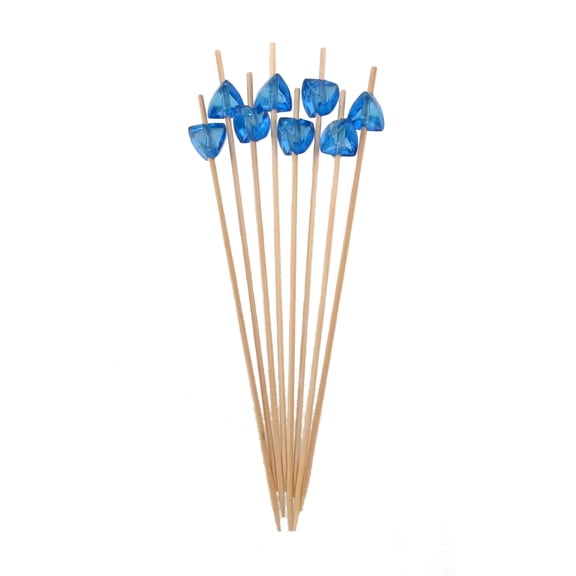 BambooMN 5.9" Acrylic Gem Bamboo Picks - Dark Blue - 300 Units