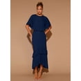 thumbnail image 4 of Navy Blue Womens Ruffle Hem Long Sleeve Round Neck Maxi Dress For Dates Parties All Seasons, 4 of 7