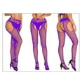 thumbnail image 2 of Women Crystal Rhinestone Fishnet Net Mesh Stockings Tights Women Crystal Pantyhose Purple, 2 of 7