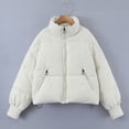 thumbnail image 1 of Chaqueta de algodón cálida y sencilla con cuello alto, informal, urbana y versátil para mujer, 1 of 6